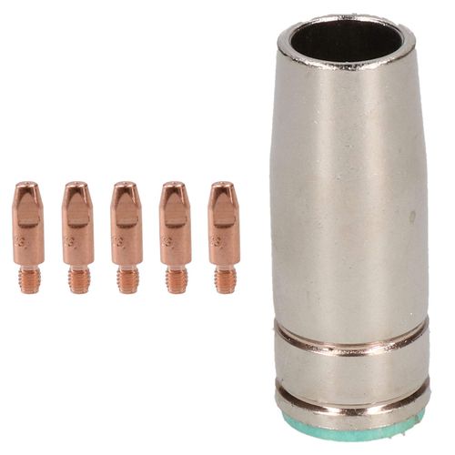 1 Shroud & 5 x 0.6mm Round Contact Tips MIG Welding Binzel Style Euro MB25