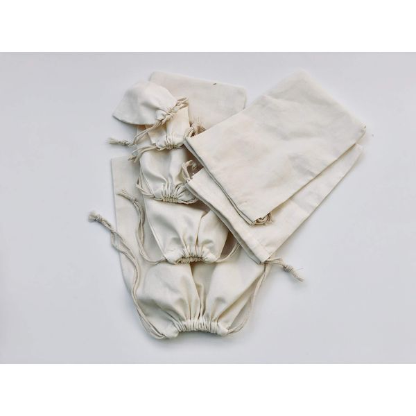 Cotton Canvas Muslin Bag. Double Drawstring. Reusable Natural Eco Friendly Muslin Storage Bags. Pack of 25 (5 x 7 Inches)