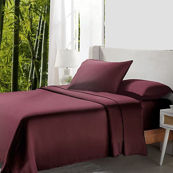 Rayon from Bamboo Sheets Cal King Sheet Set, Luxury Cooling Sheets, Burgundy She