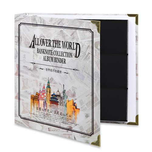 MUDOR 120 Pockets Banknote World Currency Collecting Album, Classic Binder Paper Money Collection Storage Book Album Supplies Holder for Bill Note Stamp Collector Display