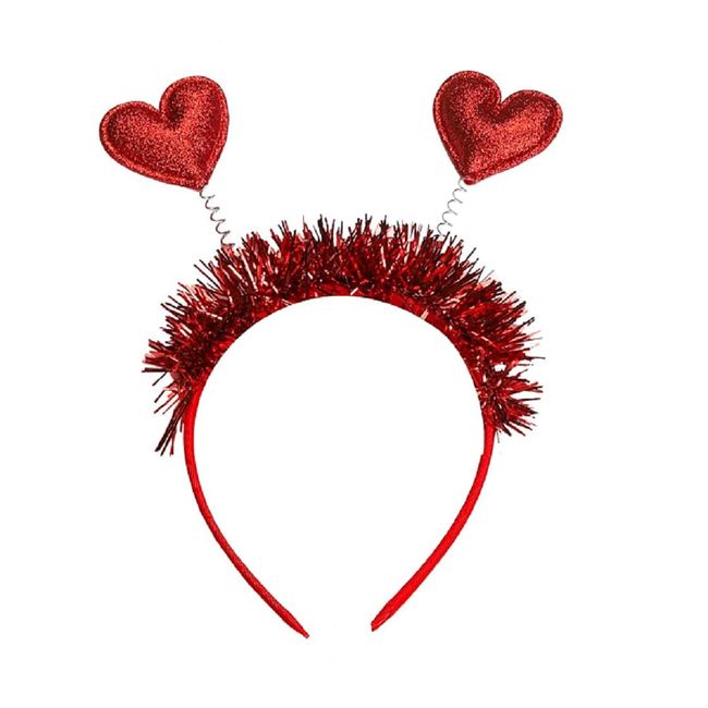 LKQBBSZ Red Valentine's Day Heart Headband Hair Band Red Hearts Boppers Hairband for New Year Holiday Wedding Birthday Party Gift