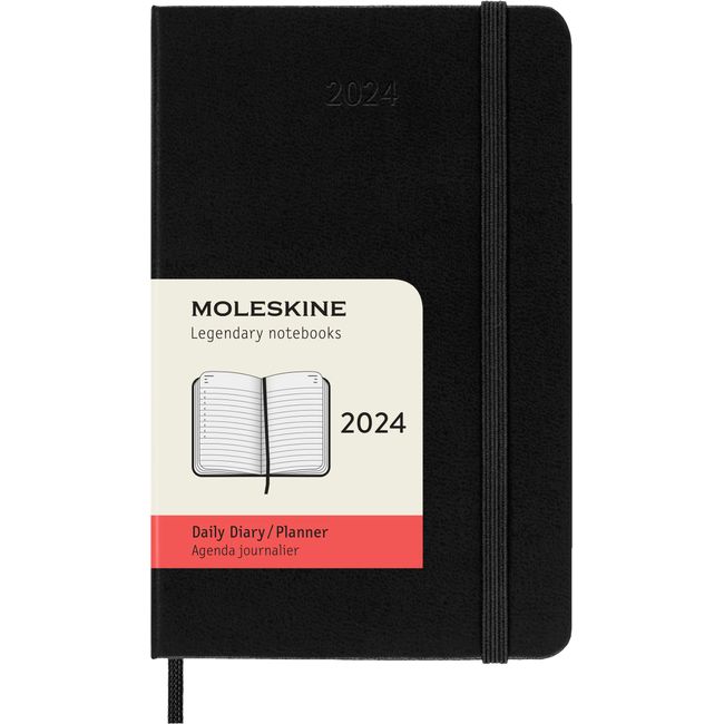 Moleskine DHB12DC2Y24 Notebook, Beginning January 2024, 12 Months, Daily Diary, Hardcover, Pocket Size (W x H x H): 3.5 x 5.5 inches (9 x 14 cm), Black