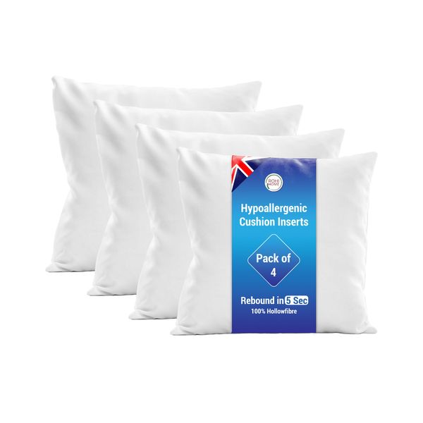 Rohi Set of 4 Hypoallergic Cushion pads 75cm x 75cm - White polyster square Cushions - Standard stuffer pack of Cushion inserts 75cm x 75cm (Pack of 4 | 30"x30")