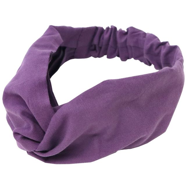 Hair Band Cross Design Purple Solid Color Washable 100% Cotton Made in Japan Turban Handmade Hair Band Made with Tenugui