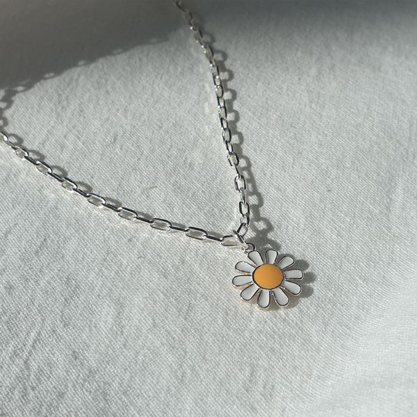 925 silver necklace daisy flower necklace silver necklace