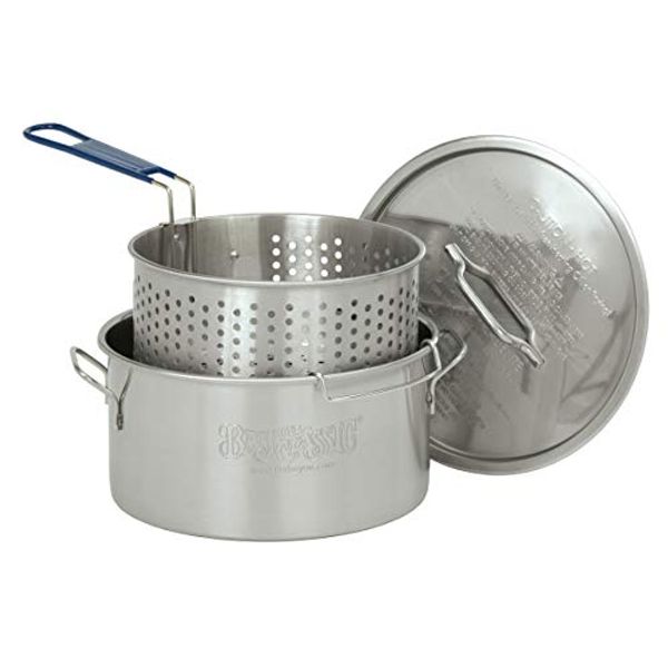 Bayou Classic 1150, 14-Qt. Stainless Deep Fryer, Perforated Basket with Cool Touch Handle,Silver