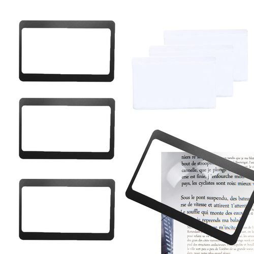 Doyeemei Magnifier, Handheld Magnifying Glass, 3x Magnifying Glass (3 Pieces), Portable, Ultra Thin, Newspaper, Reading Loupe, Magnifying Lens, Desk Magnifier, Includes PVC Protective Cover, Black
