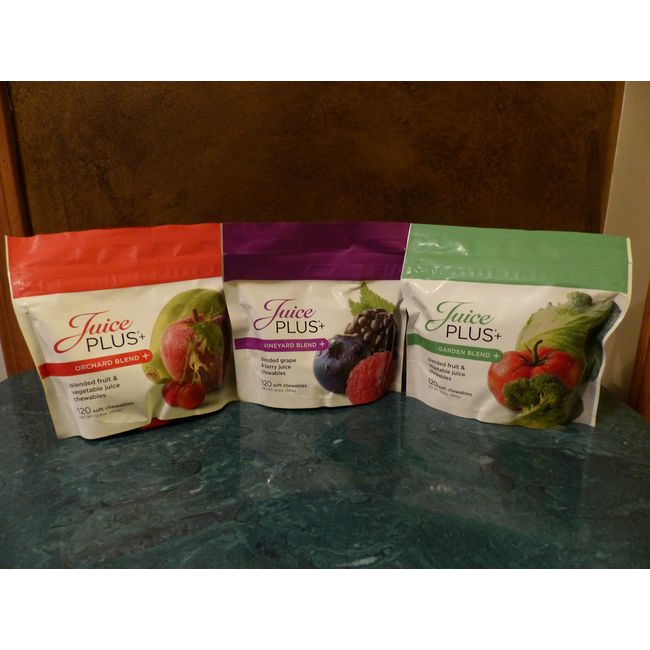 Juice Plus+ Orchard, Garden & Vineyard Blend (3 bags) 120 Chewables of Each