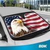 US Eagle American Flag Car Sun Shade - Reflective Folding Windshield Sunshade