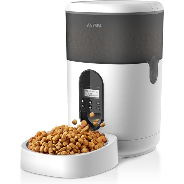 ANYSEA DU4L-KS Automatic Feeder: Timed, Display, Portion, Dispenser, 4L - White