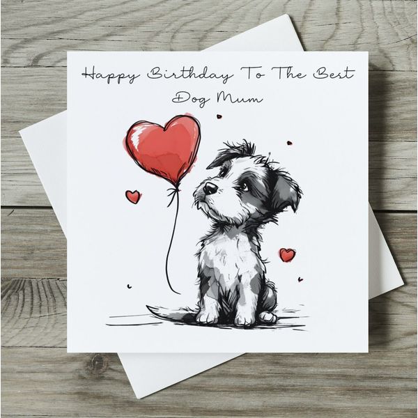 Personalised Birthday Card,  terrier dog, pet, Happy Birthday card DOG MUM,