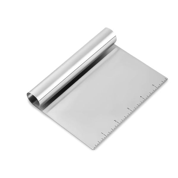 Dough Cutter and Scraper Tool - Stainless Steel Pizza Cutter Pastry Scraper for