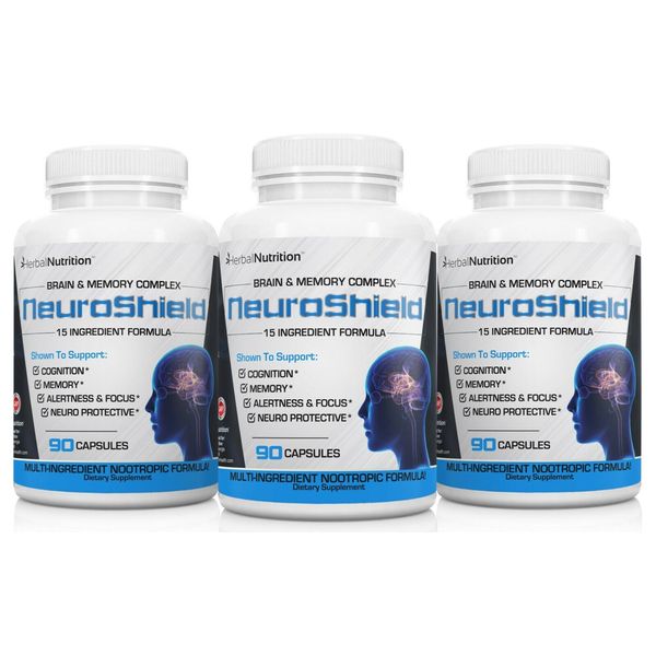 Brain Booster Supplement Memory, Focus, Bacopa, Huperzine & More 90 Caps 3 Pack