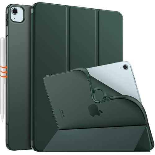 MoKo for iPad Air 13 inch Case M3 2025/M2 2024, iPad Air 13 inch Case with Soft Translucent Frosted TPU Back Shell, Slim Folio Protective Cover, Auto Wake/Sleep, Support Touch ID,Midnight Green