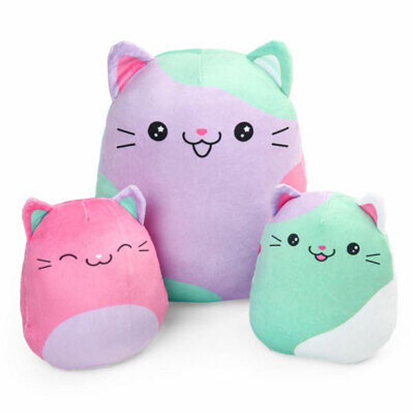 3x Cat Plush Pillow Squishy Stuffed Animals Toy Hugging Soft Cushion Home Decor