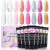 ETYJO Poly Gel Nail Kit, 8 Colours 15 ml Poly Gel Nails Set Nude Pink Gold Gel Nail Builder for Nail Extension, Poly Gel for Beginners Home DIY Salon Art Nails DIY Home