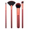 MODA Full Size MWAH! Full Face 5pc Makeup Brush Set with Pouch, Includes - Buffer, Highlighter, Angle Shader, and Precision Lip Brushes, Red