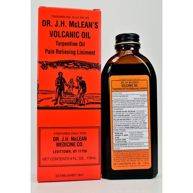 Dr. J.H. Mclean Medicine Co Volcanico Oil Turpentine Oil Muscle & Joint Pains 4 Oz