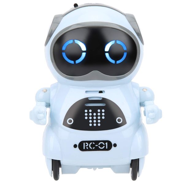 shenruifa Mini Pocket Robot Toy, Interactive Voice Recognition, Repeat, Sing, Dance, LED, Story ABS Decoration, Robot Toy 3.3in with LED Lights for Entertainment, Communication (Blue)