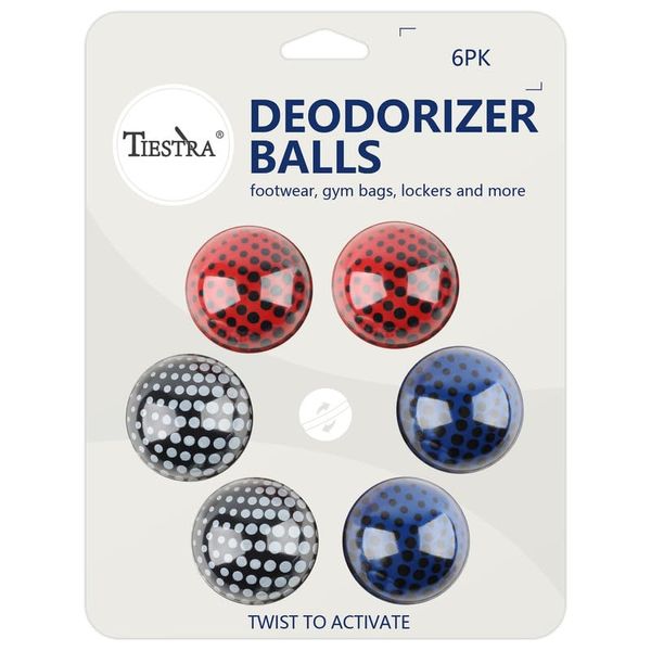 TIESTRA Shoe Deodorizer Balls 6 Pack-Reusable Shoe Fresheners-Fresh Scent for Sport Shoes, Bags and Locker-Multicolor/Cologne