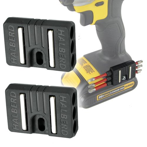 Halberd Bit Holder, Magnetic, Universal, Horizontal Storage for Hand Clearance, Screws to Belt Clip Mount, for Milwaukee, DeWalt, Ridgid, Makita, Bosch, Ryobi, More (2 Pack, Standard)