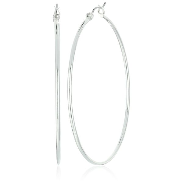 GUESS "Basic" Silver Large Wire Hoop Earrings