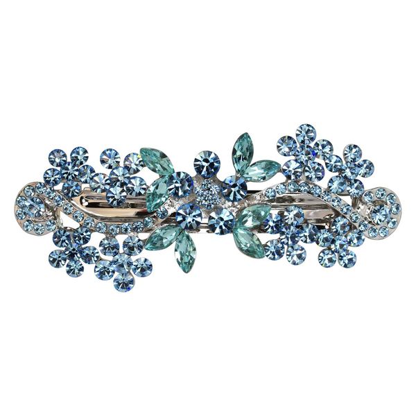 Faship Gorgeous Aqua Crystal Flower Barrette Clip
