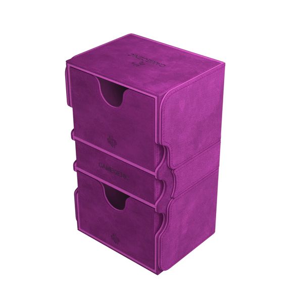 Stronghold 200+ XL Convertible Deck Box | Double-Sleeved | Card Game Protector with Accessories Drawer | Nexofyber Surface | Holds up to 200 Cards | Purple | Made by Gamegenic (GGS20113ML)