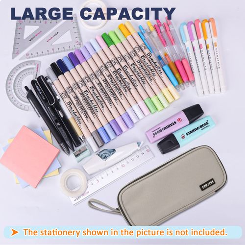 COLOCASTLE Pencil Case Large with 3 Compartments Pencil Case Girls Boys Teenager Pencil Case for School Office, gray, School bag