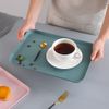 Pack of 3 rectangular trays, kitchen decorative trays, plastic tray, rectangular green, serving tray, plastic rectangular, for kitchen, hotel, school, lunch and cafeteria trays (green)