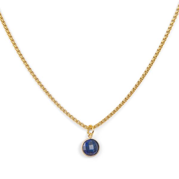 Classic Gold Stone Pendant Necklace - Lapis