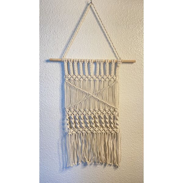 Macrame Hanging Wall Art Decor Boho Home Chic Beige 23"x 18"