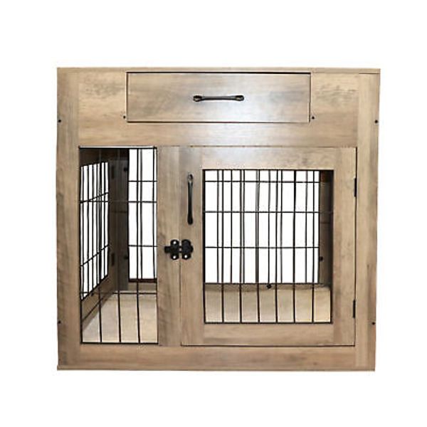 ALEKO Dog Crate Furniture Cage Kennel with Cushion Drawer for Small Medium Pet