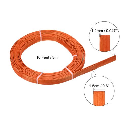 uxcell 3 Pcs Bamboo Strips for Weaving, 10 Ft x 0.6" Strips for Craft Smooth Surface Flat Cane Webbing Basket Weaving Strips for DIY Craft Rattan Cane Basket Wicker Weaving (Orange)
