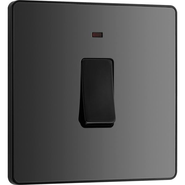 BG Electrical Single Wall Switch with LED Power Indicator, Double Pole, Screwless Front Plate, Round Edges, Evolve, Black Chrome, 20A, PCDBC31B