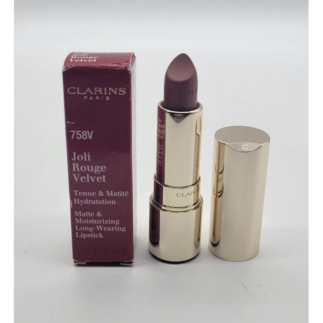 Clarins Joli Rouge Velvet Matte Long Wearing Lipstick 0.1 OZ 758V SANDY PINK