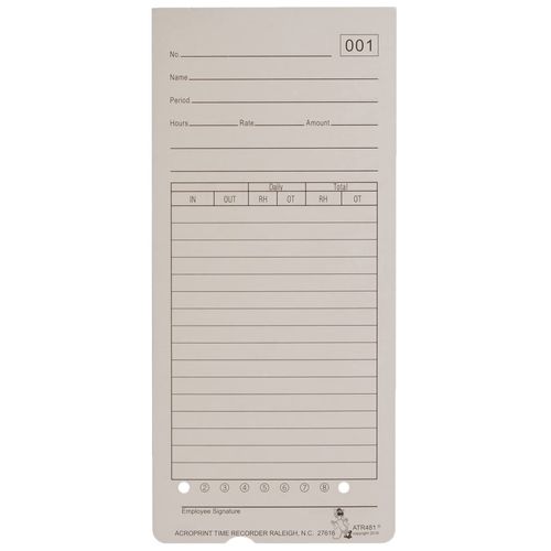 Acroprint 09-9115-000 Time Cards for ATR480 Time Clock, 50 Count(Pack of 1)