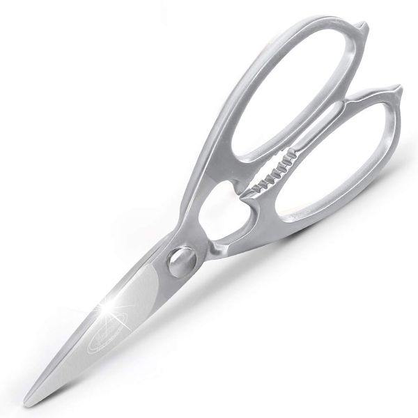 Newness Multi-Purpose Kitchen Scissors, Premium Stainless Steel Solid Kitchen Shears for Can Opener, Walnut Cracker, Heavy Duty Poultry Scissors with Sharp Blade for Cutting Turkey, Chicken, Bones