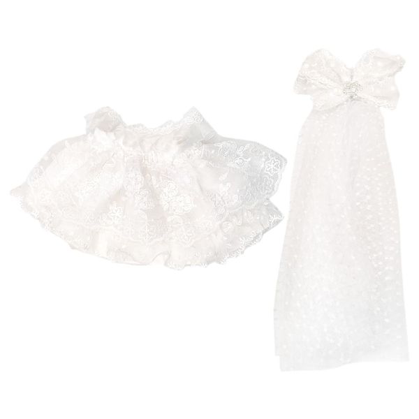 niannyyhouse 6.9 inches (20 cm) Plush Clothes Dress Lace Wedding Dress Veil Cotton Doll Clothes