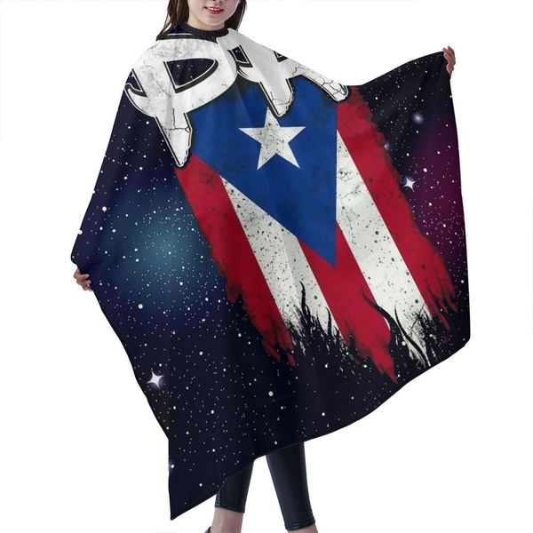 ONE TO PROMISE Flag Barber Cape Puerto Rico Flag Galaxy Design Hair Cut Salon Cape,Hair Stylist Hairdresser Styling Cape,Waterproof Haircut Apron Cover up for Adults,55"X66"