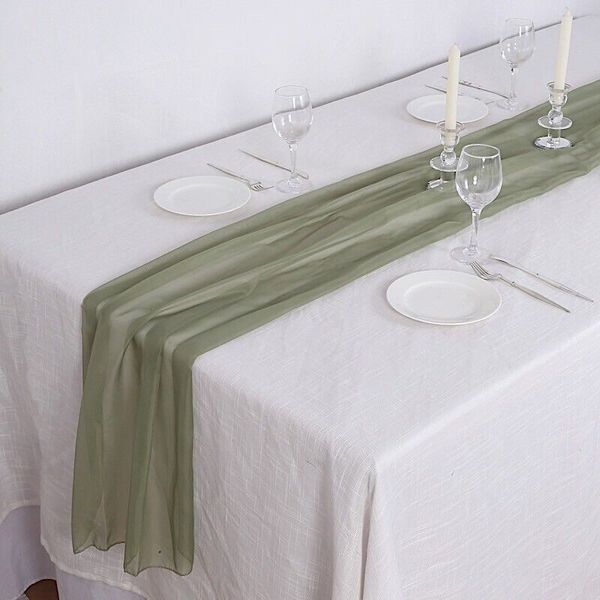 72" Dusty Sage Chiffon Extra Long Table Top Runner Wedding Banquet Party