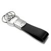 Mopar Black Real Leather Stripe Chrome Round Hook Metal Key Chain