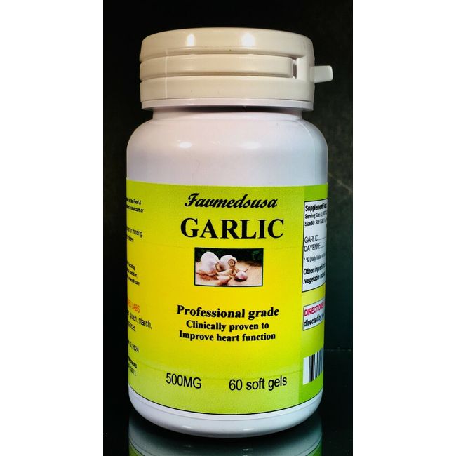 Garlic 500mg, Cholesterol, blood pressure, heart. Made in USA -  60 soft gels