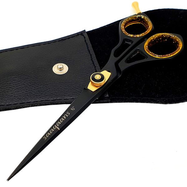 Saaqaans SQR-01 Professional Hairdressing Scissor - Perfect for Hair Salon/Barber/Hairdresser and Home use to Trim your Haircut/Beard/Moustache - Comes with Beautiful Black Pouch/Case