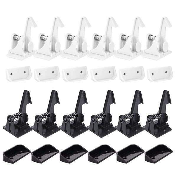 12 Pack White&Black Child Cabinet Locks, SACONELL Baby Proofing Safety Invisible Drawer Latches, Strong Adhesive Easy Install, Kids Proofing Lock for Cupboards,Kitchen,Drawers,Dresser Doors,Closet