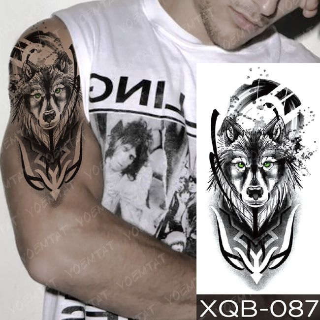 Wolf Lion Waterproof Temporary Tattoo Sticker Fake Tatoo Body Art Arm Men  Women