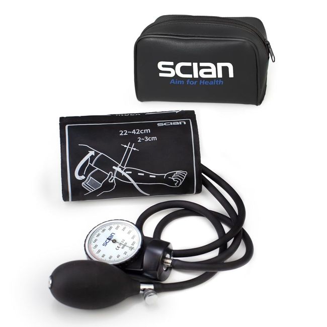 SCIAN Aneroid Sphygmomanometer Manual Blood Pressure Cuff Bag D-Ring Universal