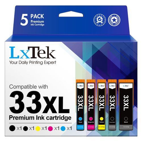 LxTek 33XL Compatible Replacement for Epson 33 XL Ink Cartridges for Epson Expression Premium XP-640 XP-530 XP-900 XP-540 XP-7100 XP-830 XP-630 XP-645 (5 Pack)