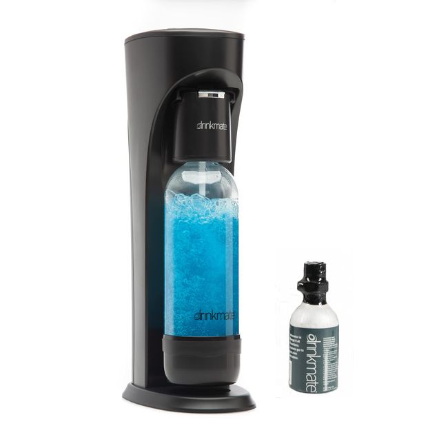 DrinkMate OmniFizz Sparkling Water and Soda Maker, Carbonates Any Drink, with 3 oz CO2 Test Cylinder (Matte Black)
