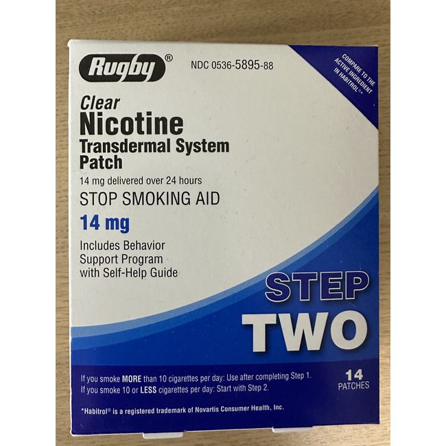 Rugby Clear Nicotine Patches 14mg- 14 Count EXP 2026